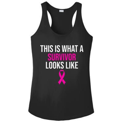 Breast Cancer Awareness Survivor Pink Ribbon Ladies PosiCharge Competitor Racerback Tank