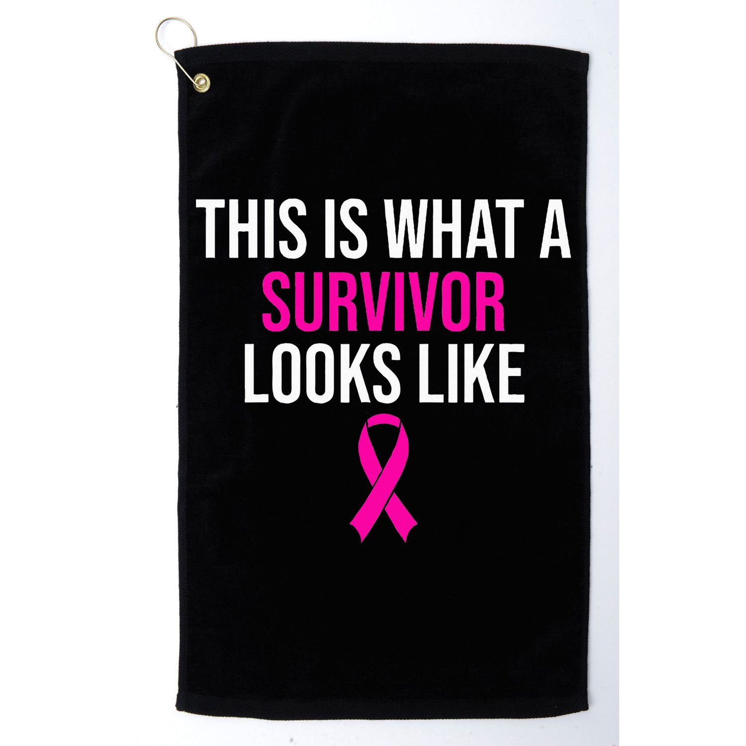 Breast Cancer Awareness Survivor Pink Ribbon Golf Towel
