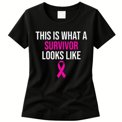 Breast Cancer Awareness Survivor Pink Ribbon Womens T-Shirt