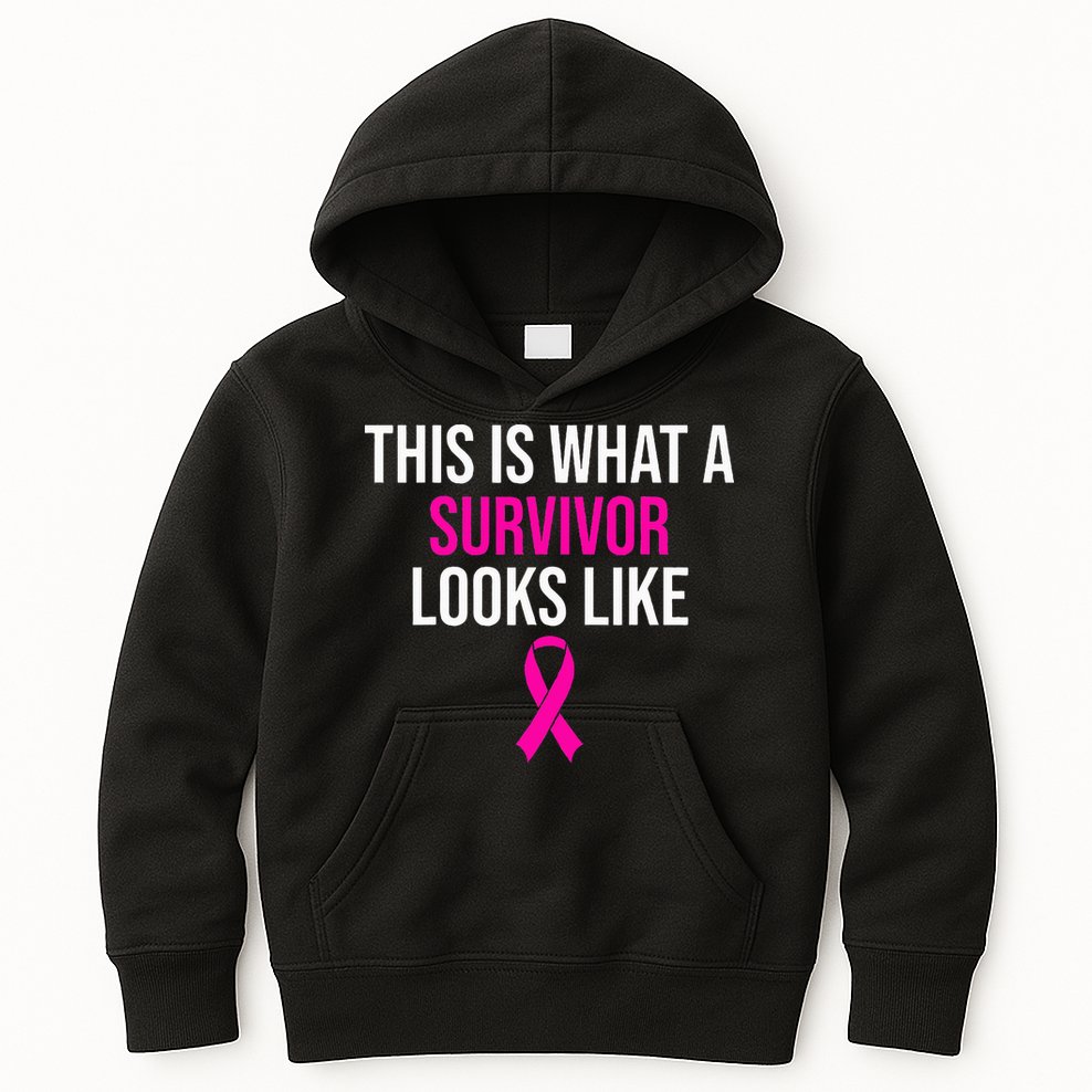 Breast Cancer Awareness Survivor Pink Ribbon Kids Hoodie