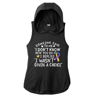 Bladder Cancer Awareness Blue Yellow Purple Ribbon Chemo Meaningful Gift Ladies PosiCharge Tri-Blend Wicking Draft Hoodie Tank