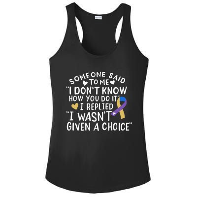 Bladder Cancer Awareness Blue Yellow Purple Ribbon Chemo Meaningful Gift Ladies PosiCharge Competitor Racerback Tank