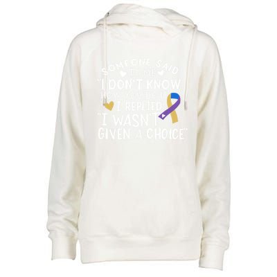 Bladder Cancer Awareness Blue Yellow Purple Ribbon Chemo Meaningful Gift Womens Funnel Neck Pullover Hood