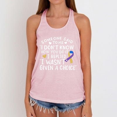 Bladder Cancer Awareness Blue Yellow Purple Ribbon Chemo Meaningful Gift Women's Knotted Racerback Tank