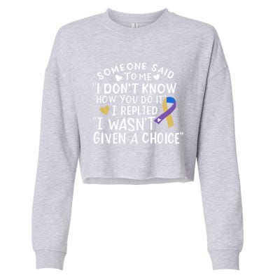 Bladder Cancer Awareness Blue Yellow Purple Ribbon Chemo Meaningful Gift Cropped Pullover Crew