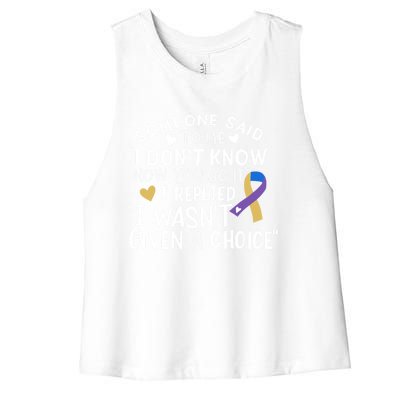 Bladder Cancer Awareness Blue Yellow Purple Ribbon Chemo Meaningful Gift Women's Racerback Cropped Tank