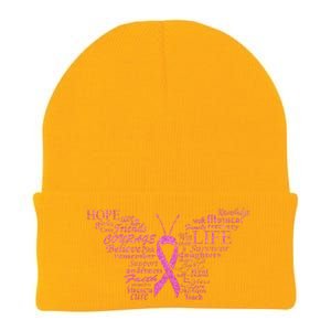 Breast Cancer Awareness Butterfly Ribbon Quotes Knit Cap Winter Beanie