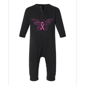 Breast Cancer Awareness Butterfly Ribbon Quotes Infant Fleece One Piece