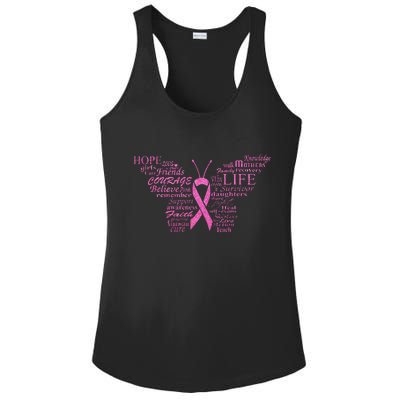 Breast Cancer Awareness Butterfly Ribbon Quotes Ladies PosiCharge Competitor Racerback Tank