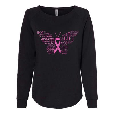 Breast Cancer Awareness Butterfly Ribbon Quotes Womens California Wash Sweatshirt