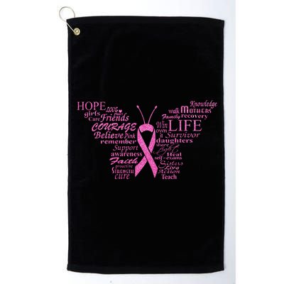 Breast Cancer Awareness Butterfly Ribbon Quotes Golf Towel