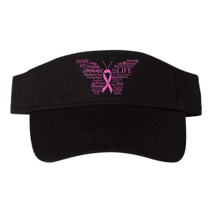 Breast Cancer Awareness Butterfly Ribbon Quotes Valucap Bio-Washed Visor