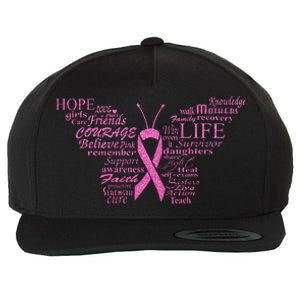 Breast Cancer Awareness Butterfly Ribbon Quotes Wool Snapback Cap