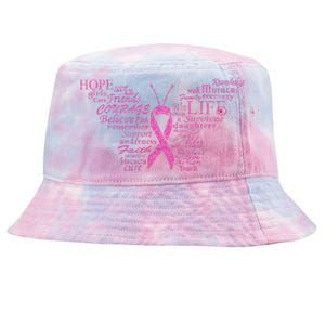 Breast Cancer Awareness Butterfly Ribbon Quotes Tie-Dyed Bucket Hat