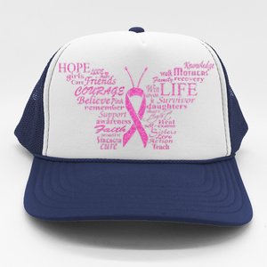 Breast Cancer Awareness Butterfly Ribbon Quotes Trucker Hat