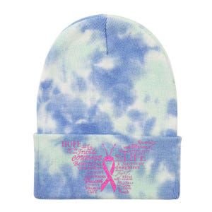 Breast Cancer Awareness Butterfly Ribbon Quotes Tie Dye 12in Knit Beanie