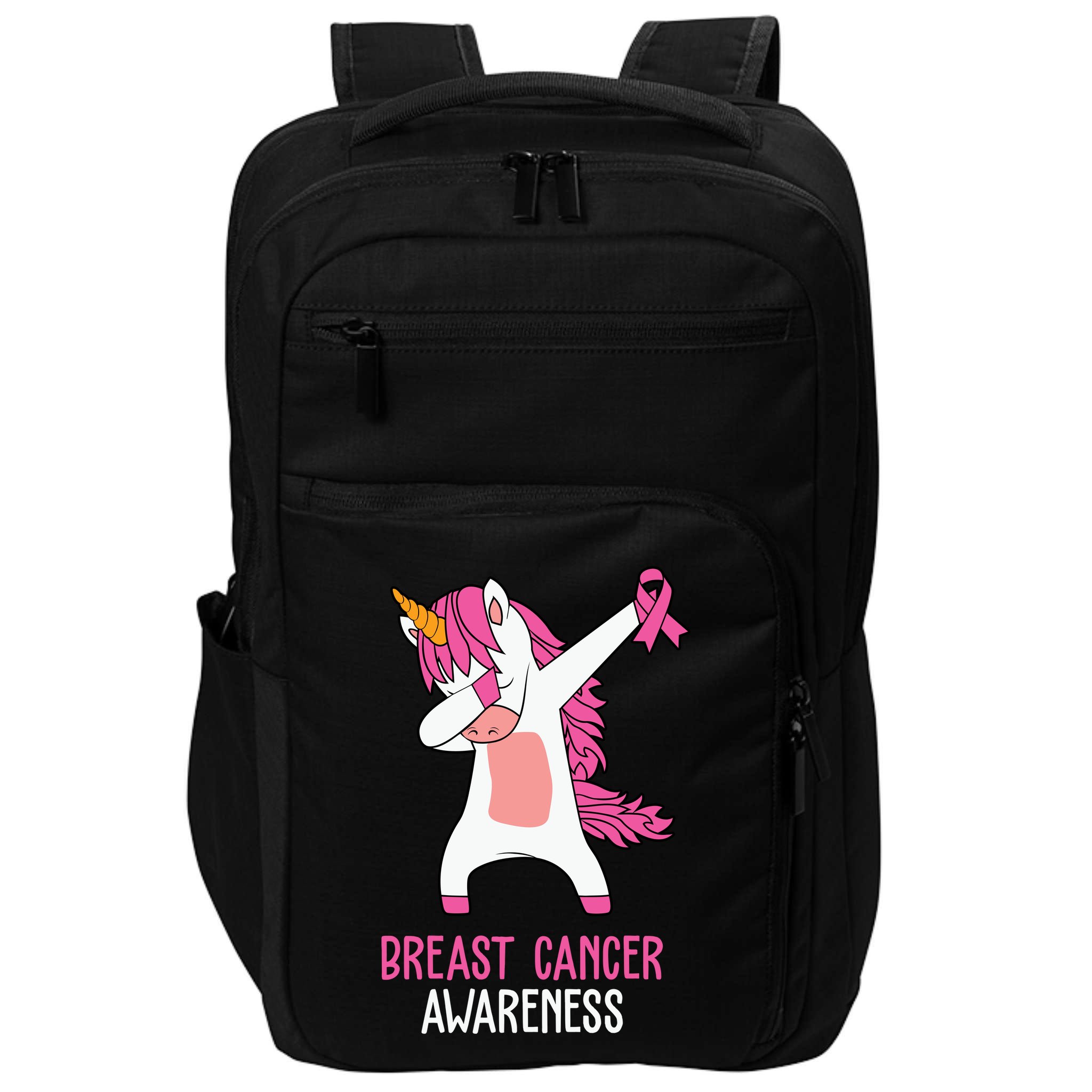 Breast Cancer Awareness Unicorn Ribbon Impact Tech Backpack