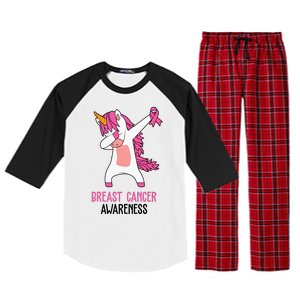 Breast Cancer Awareness Unicorn Ribbon Raglan Sleeve Pajama Set