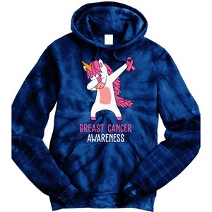 Breast Cancer Awareness Unicorn Ribbon Tie Dye Hoodie