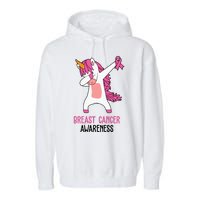 Breast Cancer Awareness Unicorn Ribbon Garment-Dyed Fleece Hoodie