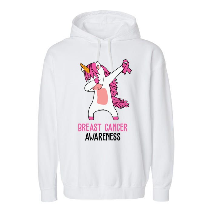 Breast Cancer Awareness Unicorn Ribbon Garment-Dyed Fleece Hoodie