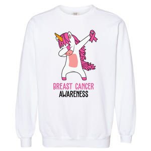 Breast Cancer Awareness Unicorn Ribbon Garment-Dyed Sweatshirt