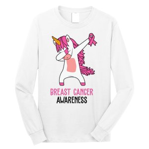 Breast Cancer Awareness Unicorn Ribbon Long Sleeve Shirt