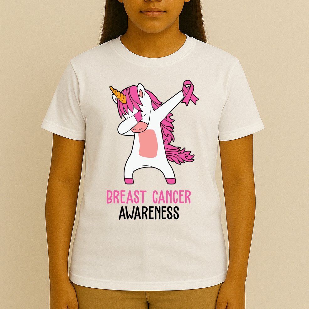 Breast Cancer Awareness Unicorn Ribbon T-Shirt