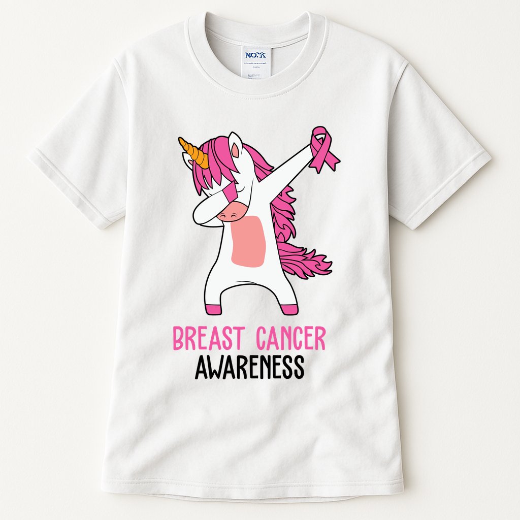 Breast Cancer Awareness Unicorn Ribbon Tall T-Shirt