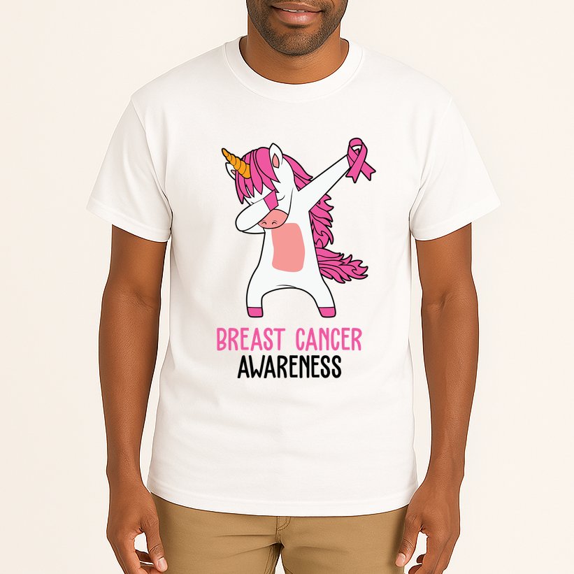 Breast Cancer Awareness Unicorn Ribbon Tall T-Shirt