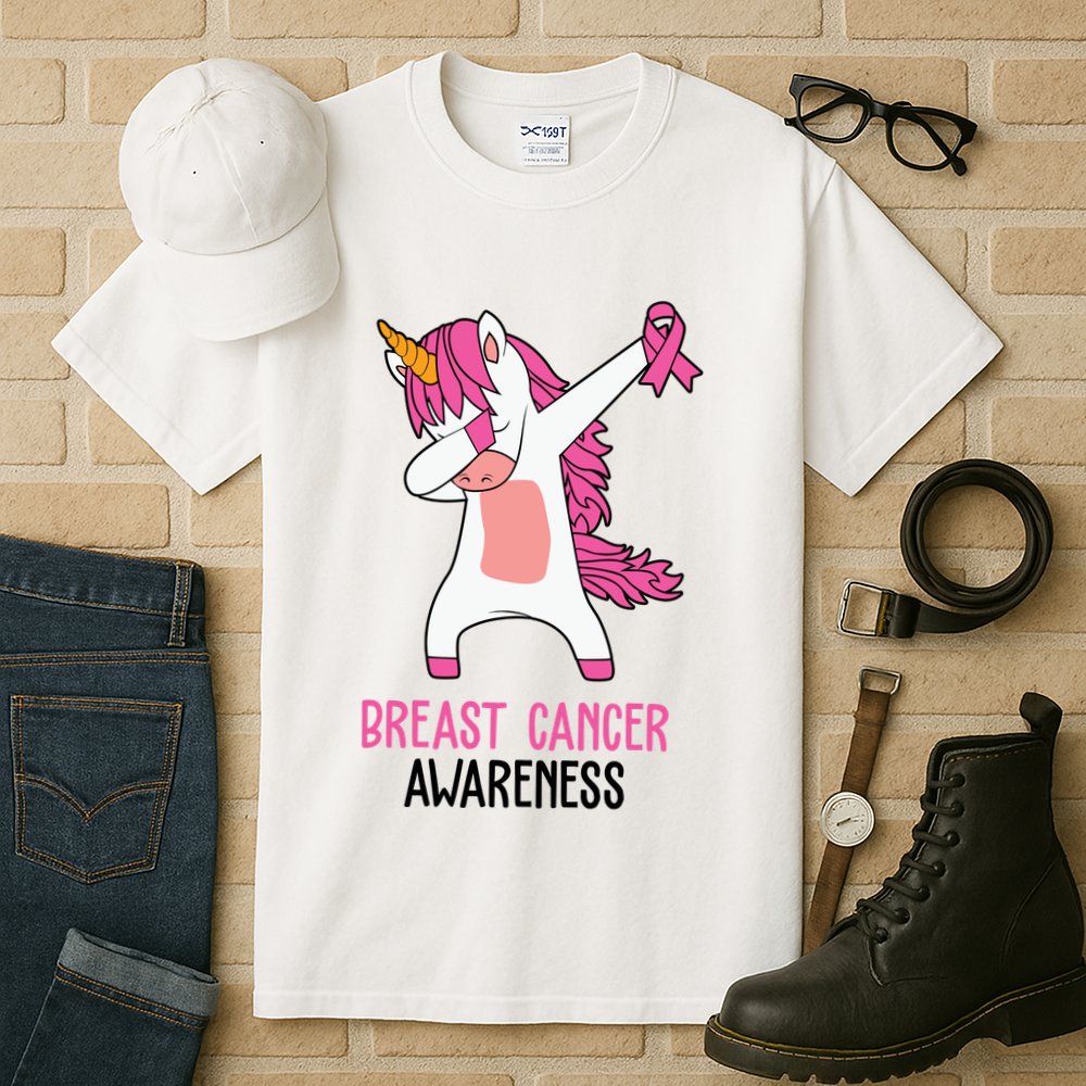 Breast Cancer Awareness Unicorn Ribbon Tall T-Shirt
