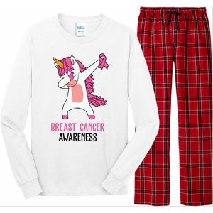 Breast Cancer Awareness Unicorn Ribbon Long Sleeve Pajama Set