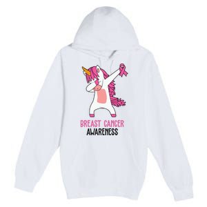 Breast Cancer Awareness Unicorn Ribbon Premium Pullover Hoodie