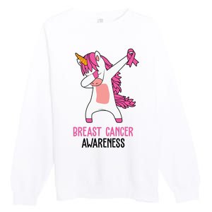 Breast Cancer Awareness Unicorn Ribbon Premium Crewneck Sweatshirt