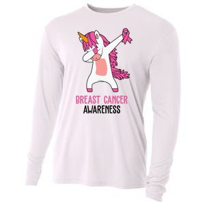 Breast Cancer Awareness Unicorn Ribbon Cooling Performance Long Sleeve Crew