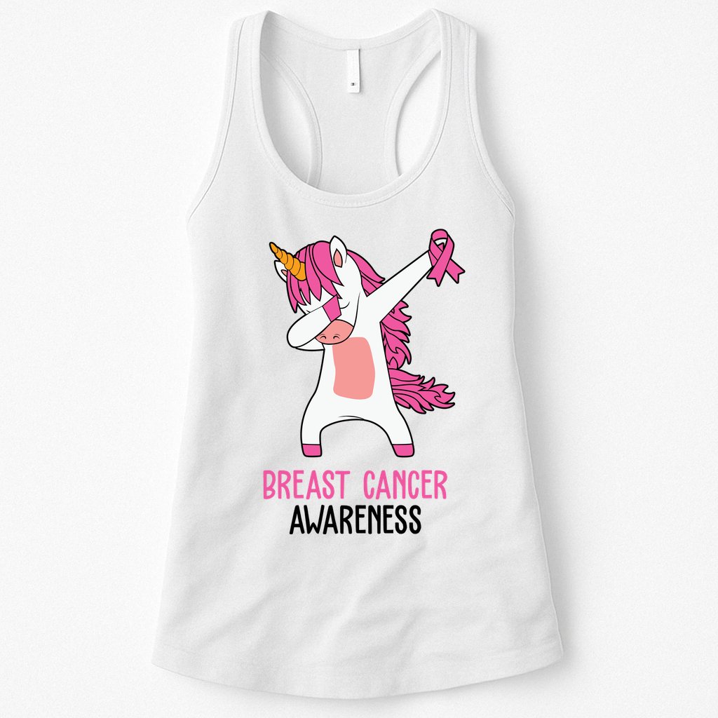 Breast Cancer Awareness Unicorn Ribbon Womens Tank Top