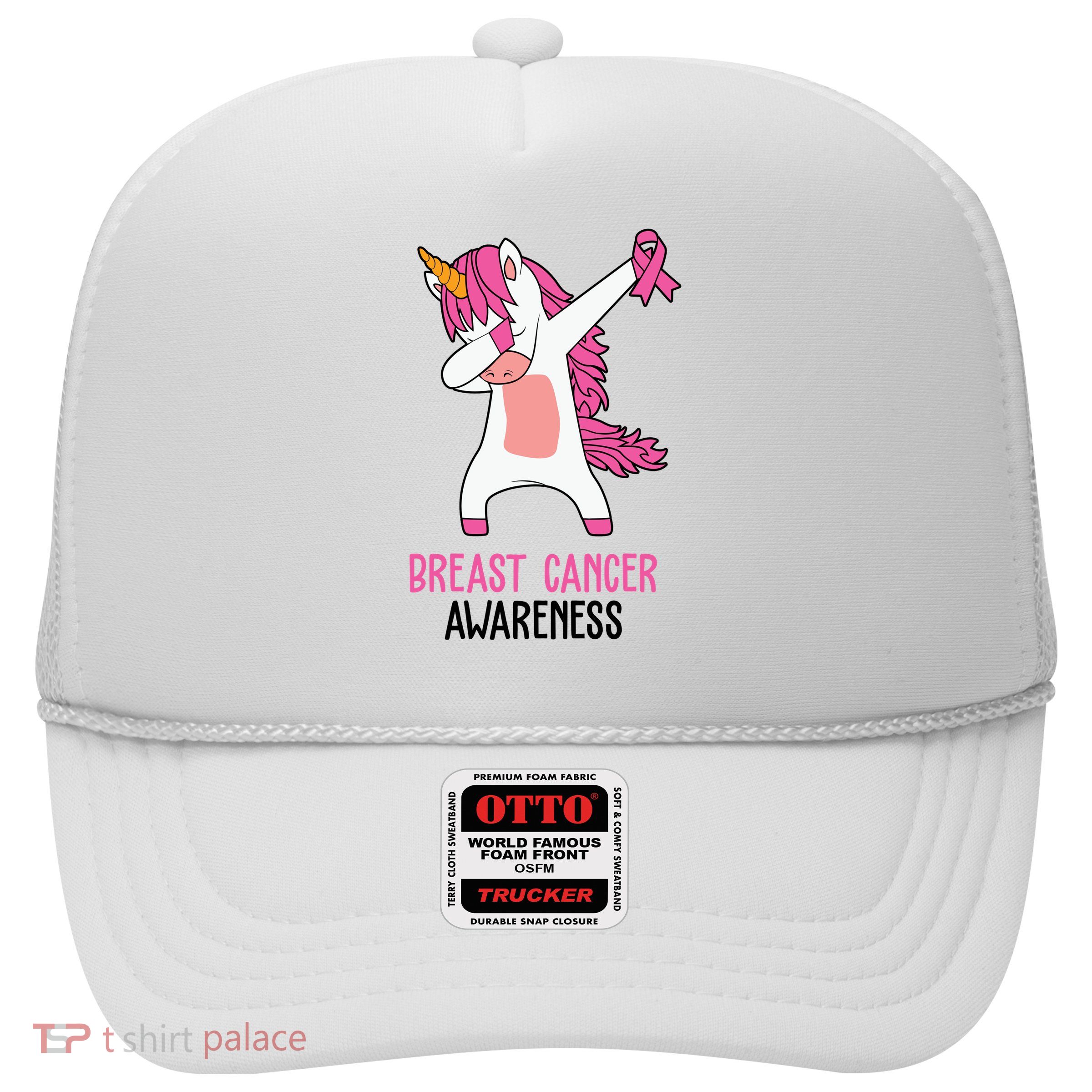 Breast Cancer Awareness Unicorn Ribbon Trucker Hat