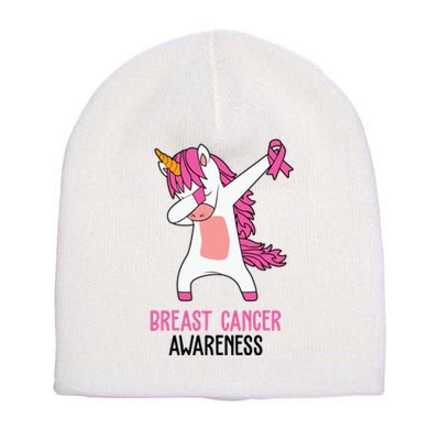 Breast Cancer Awareness Unicorn Ribbon Short Acrylic Beanie