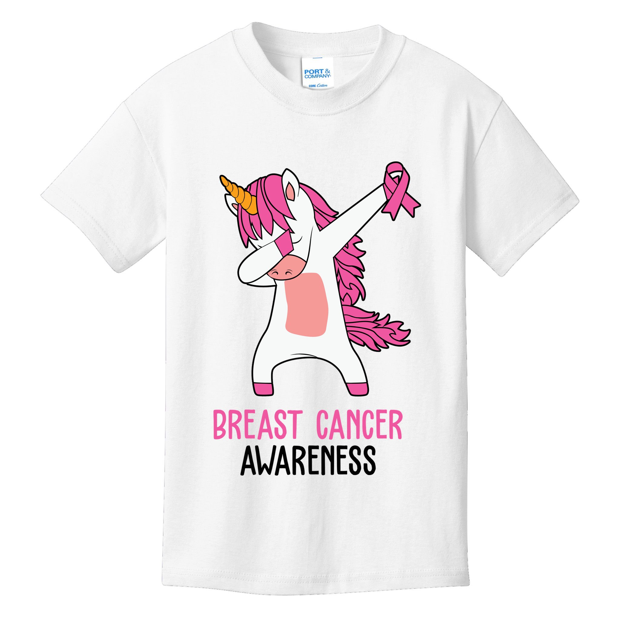 Breast Cancer Awareness Unicorn Ribbon Kids T-Shirt