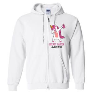 Breast Cancer Awareness Unicorn Ribbon Full Zip Hoodie