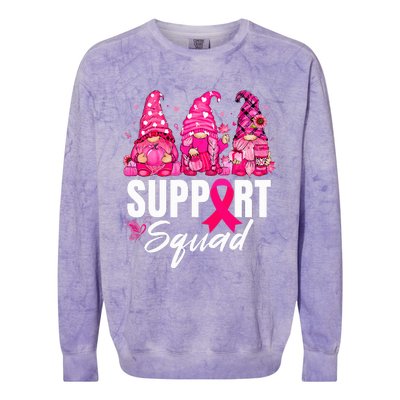 Breast Cancer Awareness Gnomes Support Squad Colorblast Crewneck Sweatshirt