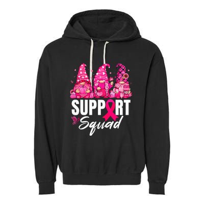 Breast Cancer Awareness Gnomes Support Squad Garment-Dyed Fleece Hoodie