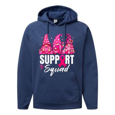 Breast Cancer Awareness Gnomes Support Squad Performance Fleece Hoodie