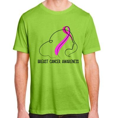 Breast Cancer Awareness Ribbon Girl Outline Adult ChromaSoft Performance T-Shirt