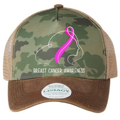 Breast Cancer Awareness Ribbon Girl Outline Legacy Tie Dye Trucker Hat