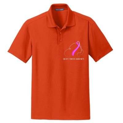 Breast Cancer Awareness Ribbon Girl Outline Dry Zone Grid Polo