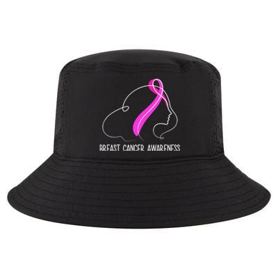 Breast Cancer Awareness Ribbon Girl Outline Cool Comfort Performance Bucket Hat