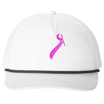 Breast Cancer Awareness Ribbon Girl Outline Snapback Five-Panel Rope Hat