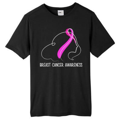 Breast Cancer Awareness Ribbon Girl Outline Tall Fusion ChromaSoft Performance T-Shirt