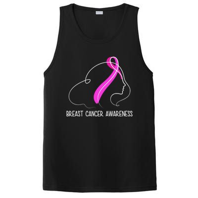 Breast Cancer Awareness Ribbon Girl Outline PosiCharge Competitor Tank